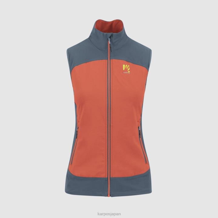 ベスト| ホットコーラル/ヴィンテージインディゴ Karpos 女性 ベスト付きパレテ F4DL1102