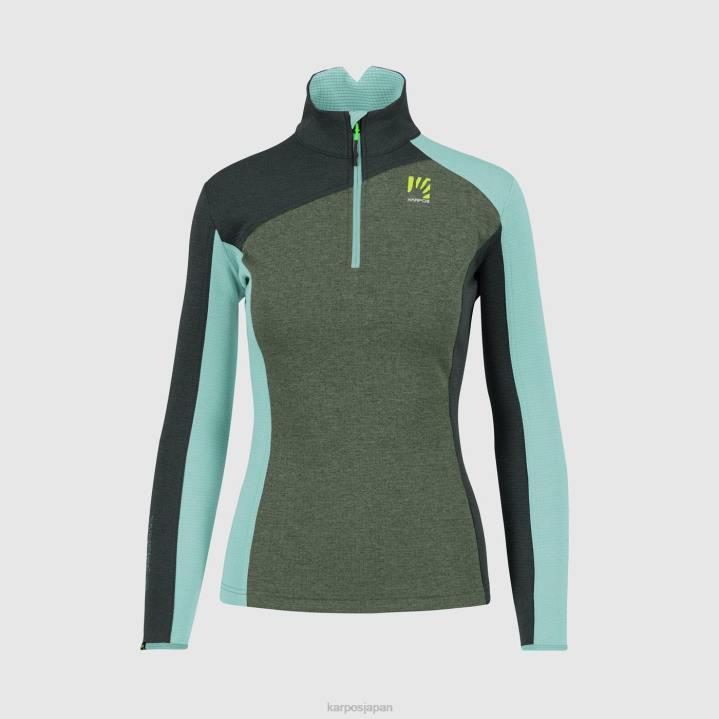 フリース| タイム/ブラックサンド/アクアスカイ Karpos 女性 フェデラ ハーフジップ フリース付き F4DL1204