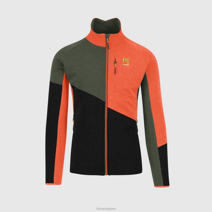 フリース| ブラックサンド/タイム/スパイシーオレンジ Karpos 男性 フェデラ フルジップ フリース F4DL241