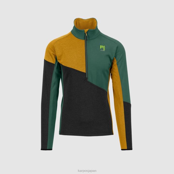 フリース| ブラック/ゴールドフレーク/スモークパイン Karpos 男性 フェデラ ハーフジップ フリース F4DL264