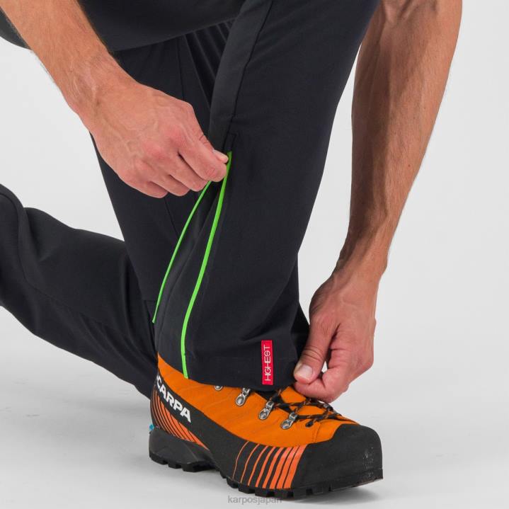 パンツ| ブラック/ジャスミングリーン Karpos 男性 K-パフォーマンス ロック クライミング パンツ F4DL502