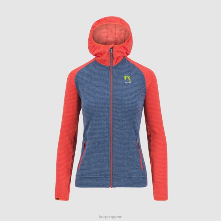 フリース| ヴィンテージインディゴ/ホットコーラル Karpos 女性 アンブリッツォーラ W フルジップ パーカー F4DL1165