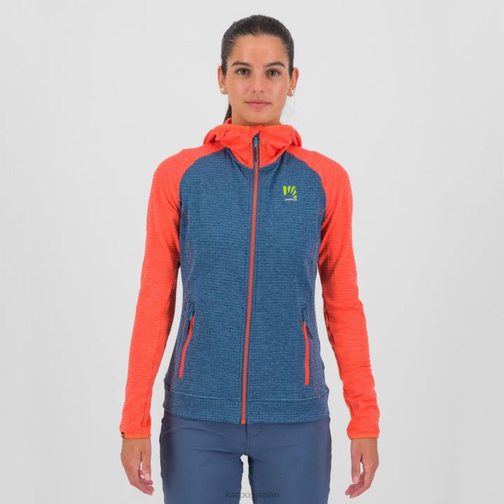 フリース| ヴィンテージインディゴ/ホットコーラル Karpos 女性 アンブリッツォーラ W フルジップ パーカー F4DL1165
