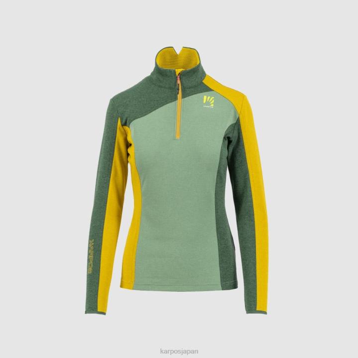フリース| フロスティS./ジャングルグリーン/ゴールドFL Karpos 女性 フェデラ ハーフジップ フリース付き F4DL1200