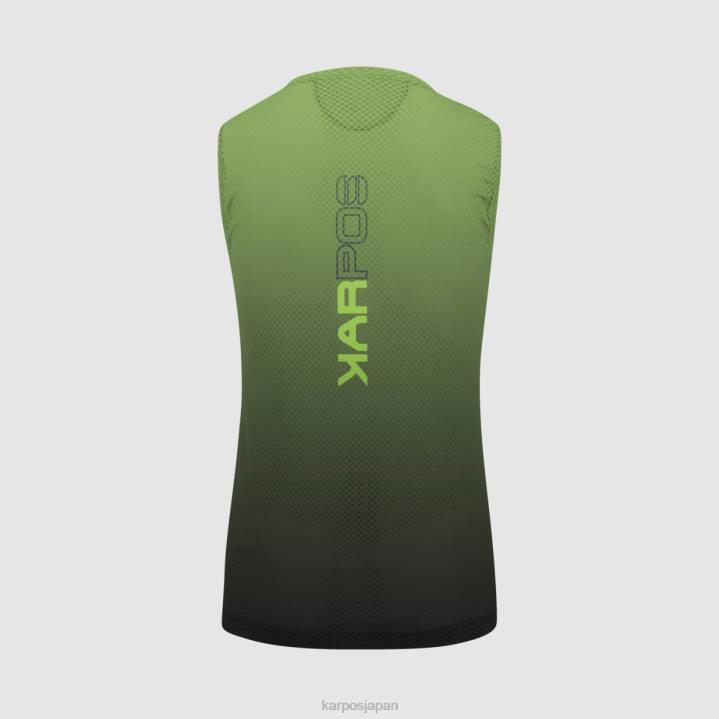 Tシャツ| ブラック/ジャスミングリーン Karpos 男性 ヴァーヴ メッシュ ノースリーブ F4DL386